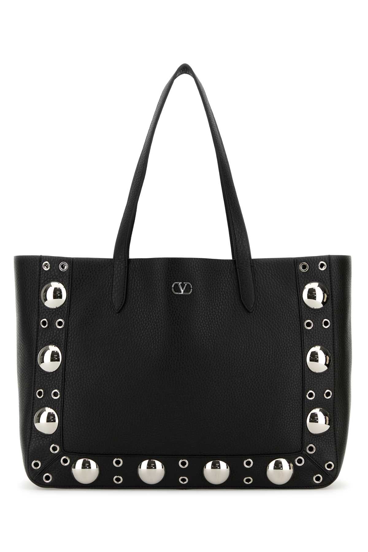 Valentino Garavani Women Black Leather Vlogo Signature Shopping Bag by Luosophy