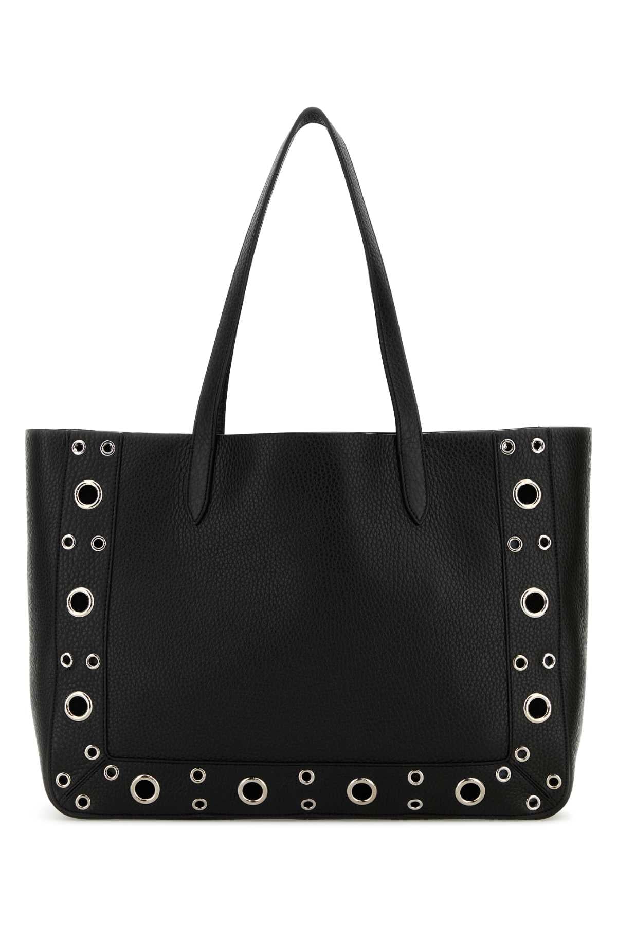 Valentino Garavani Women Black Leather Vlogo Signature Shopping Bag by Luosophy