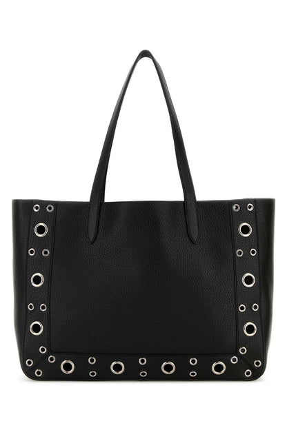 Valentino Garavani Women Black Leather Vlogo Signature Shopping Bag by Luosophy
