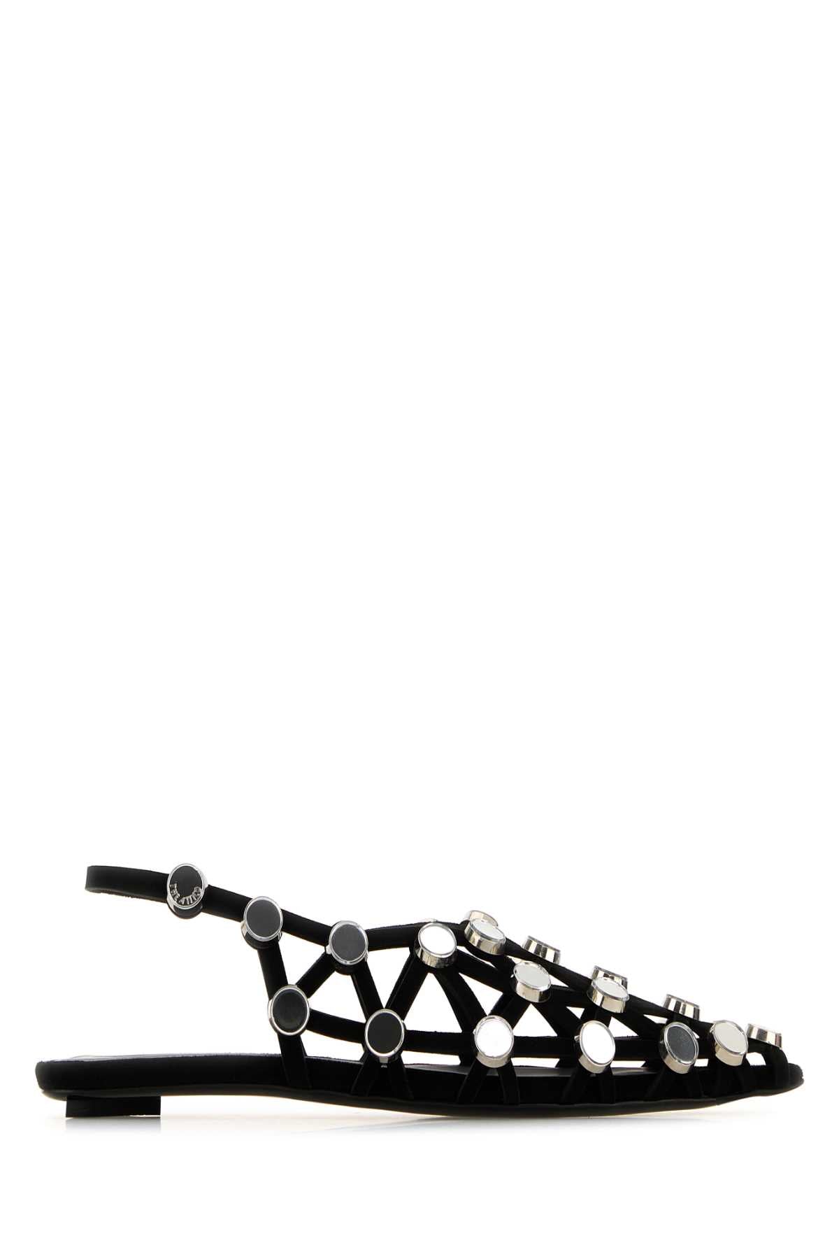 The Attico Women Black Suede Grid Ballerinas by Luosophy