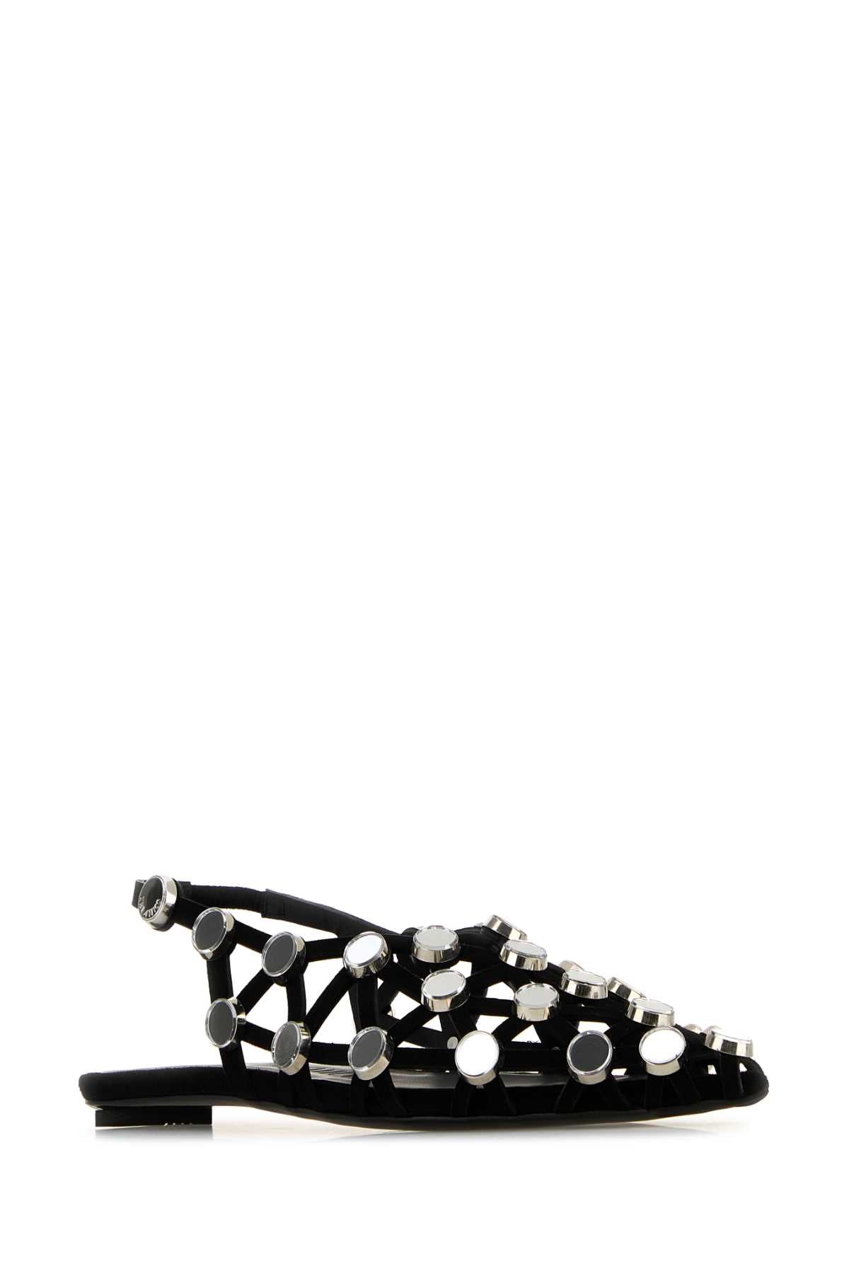 The Attico Women Black Suede Grid Ballerinas by Luosophy