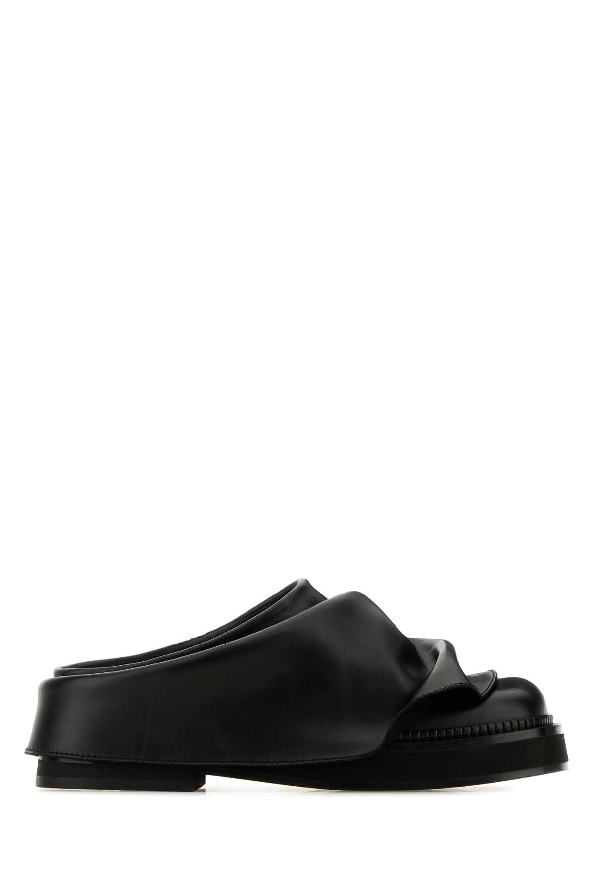 The Attico Women Black Leather Mini Robin Slippers by Luosophy