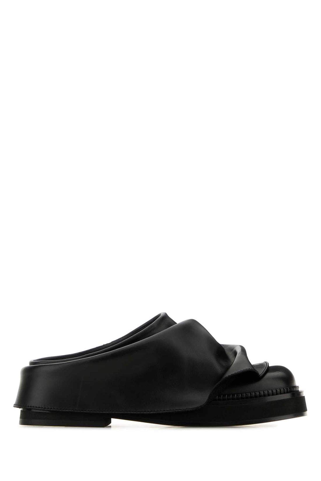 The Attico Women Black Leather Mini Robin Slippers