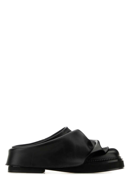 The Attico Women Black Leather Mini Robin Slippers