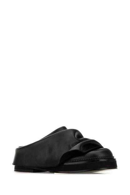 The Attico Women Black Leather Mini Robin Slippers