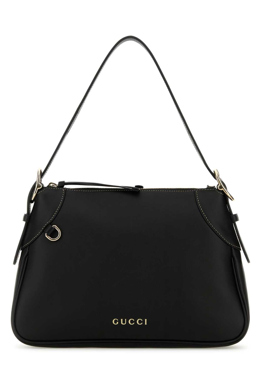 Gucci Women Black Leather Medium Gg Emblem Shoulder Bag by Luosophy