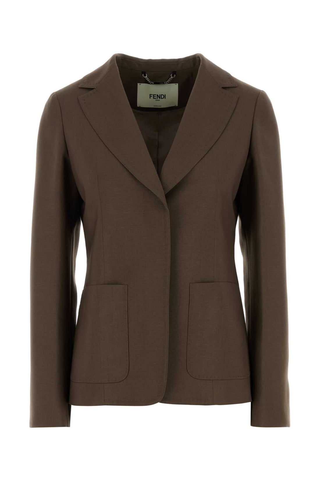 Fendi Women Mud Wool Blend Blazer by Luosophy