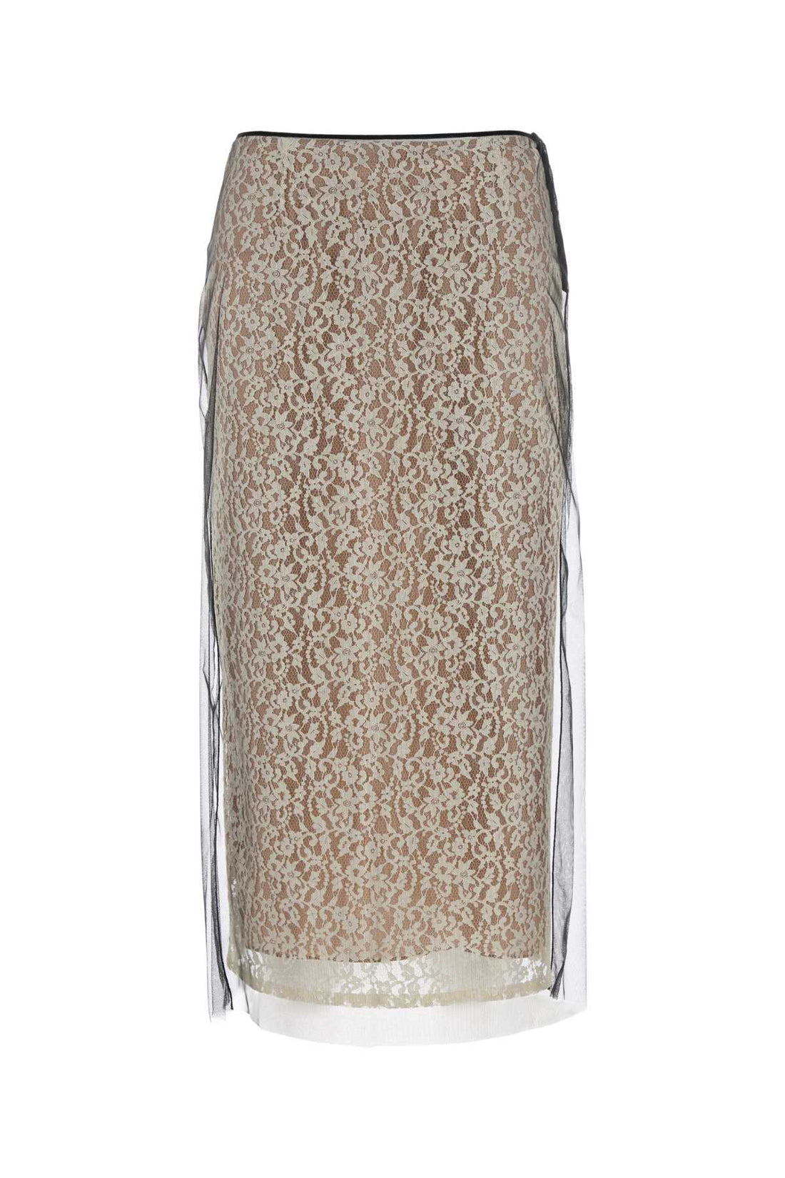 Fendi Women Black Lace Skirt