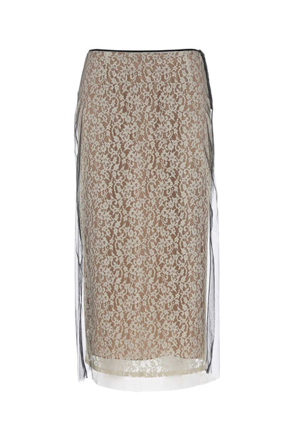 Fendi Women Black Lace Skirt