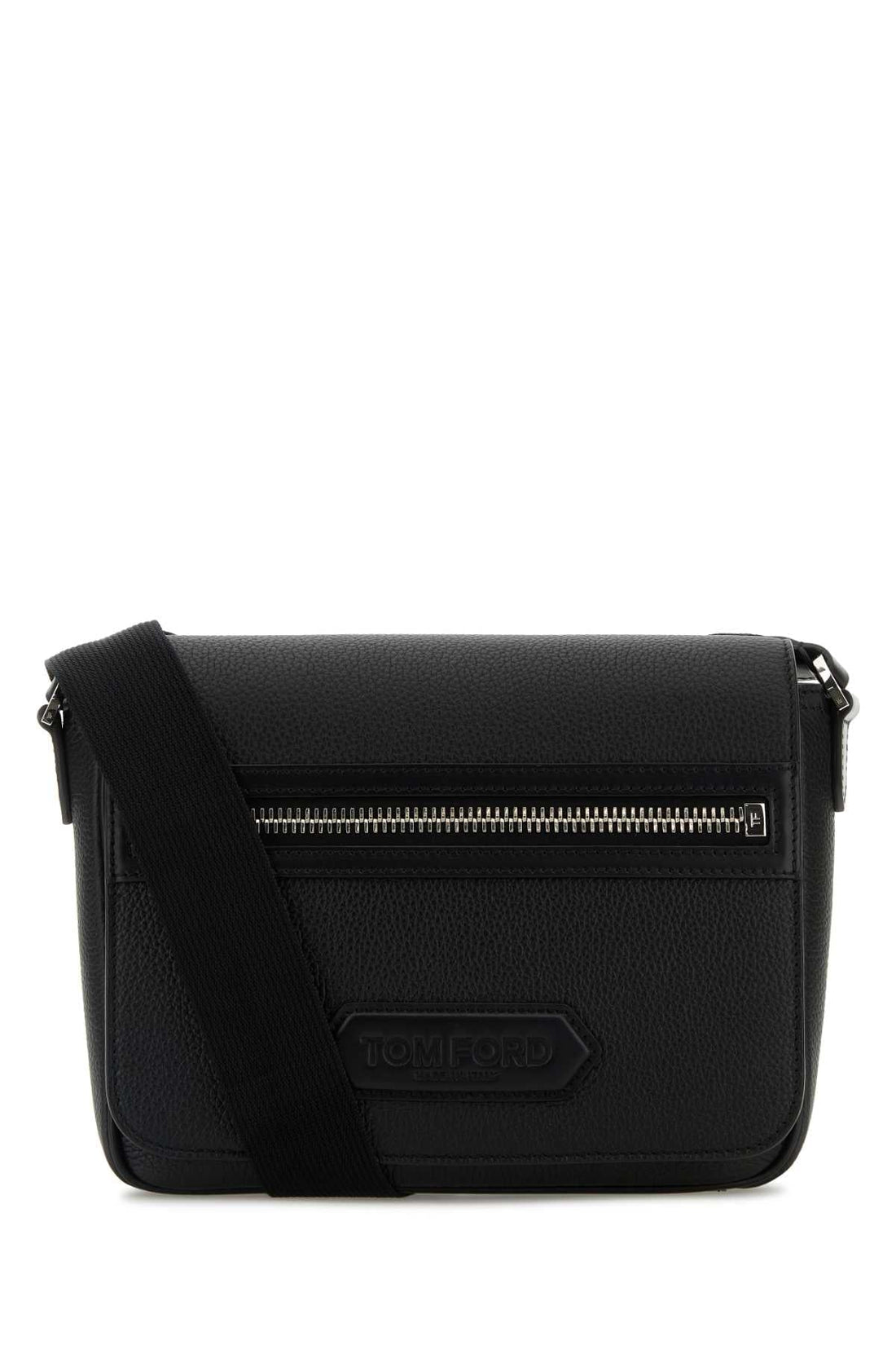 Tom Ford Men Black Leather Small Traveller Crossbody Bag by Luosophy