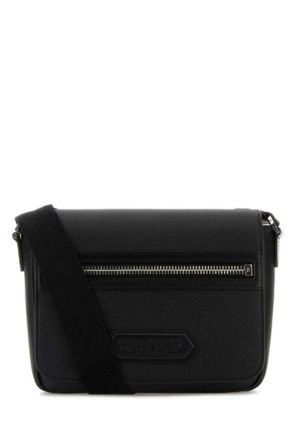 Tom Ford Men Black Leather Small Traveller Crossbody Bag by Luosophy