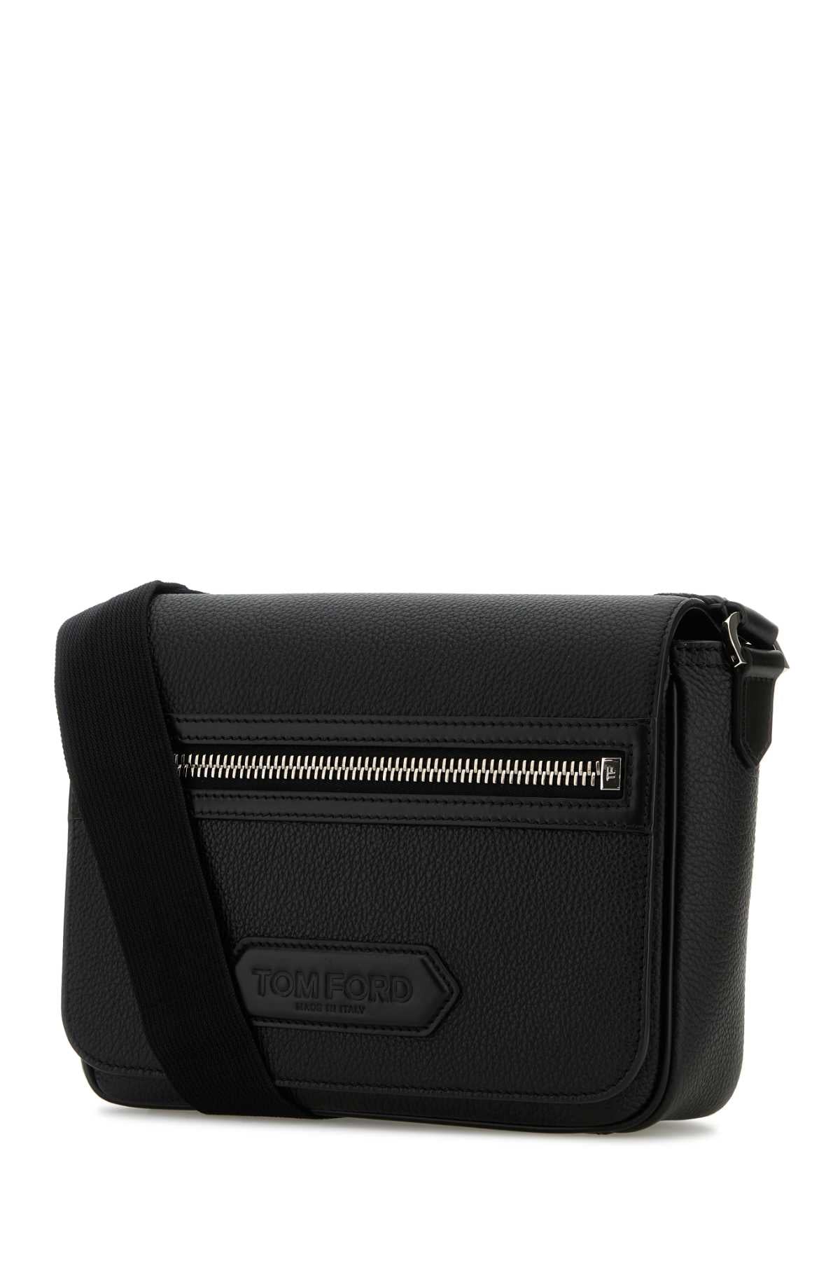 Tom Ford Men Black Leather Small Traveller Crossbody Bag by Luosophy