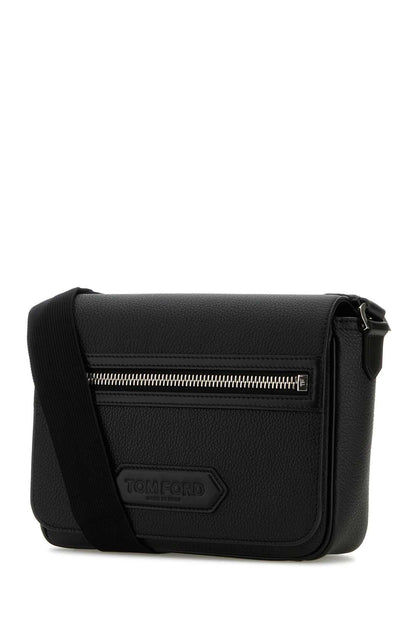 Tom Ford Men Black Leather Small Traveller Crossbody Bag by Luosophy