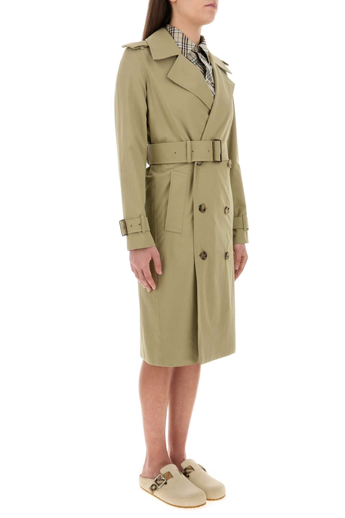 Burberry Women Sage Green Gabardine Trench Coat by Luosophy