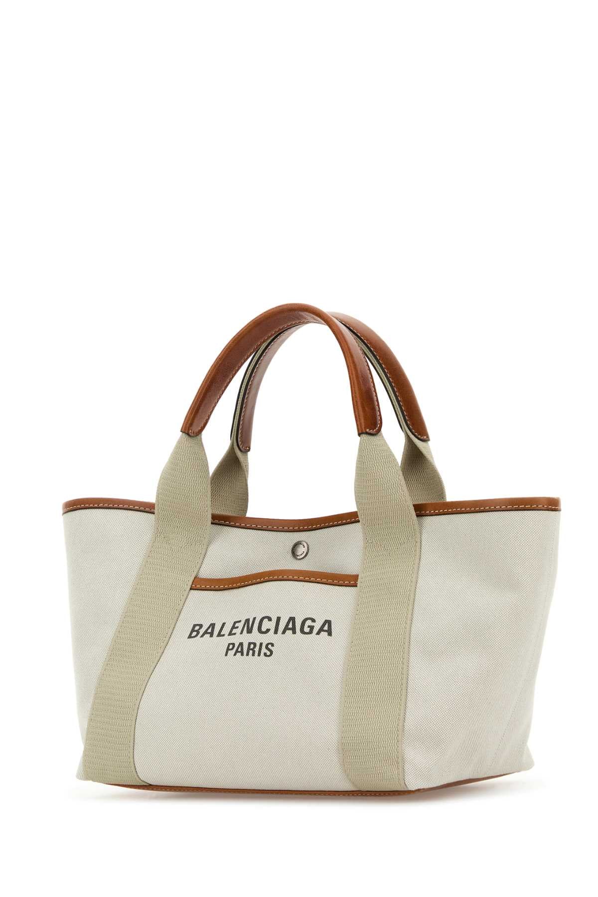 Balenciaga Women Sand Canvas Small Biarritz Shopping Bag by Luosophy