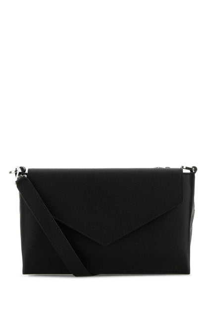 Montblanc Men Black Leather Crossbody Bag by Luosophy