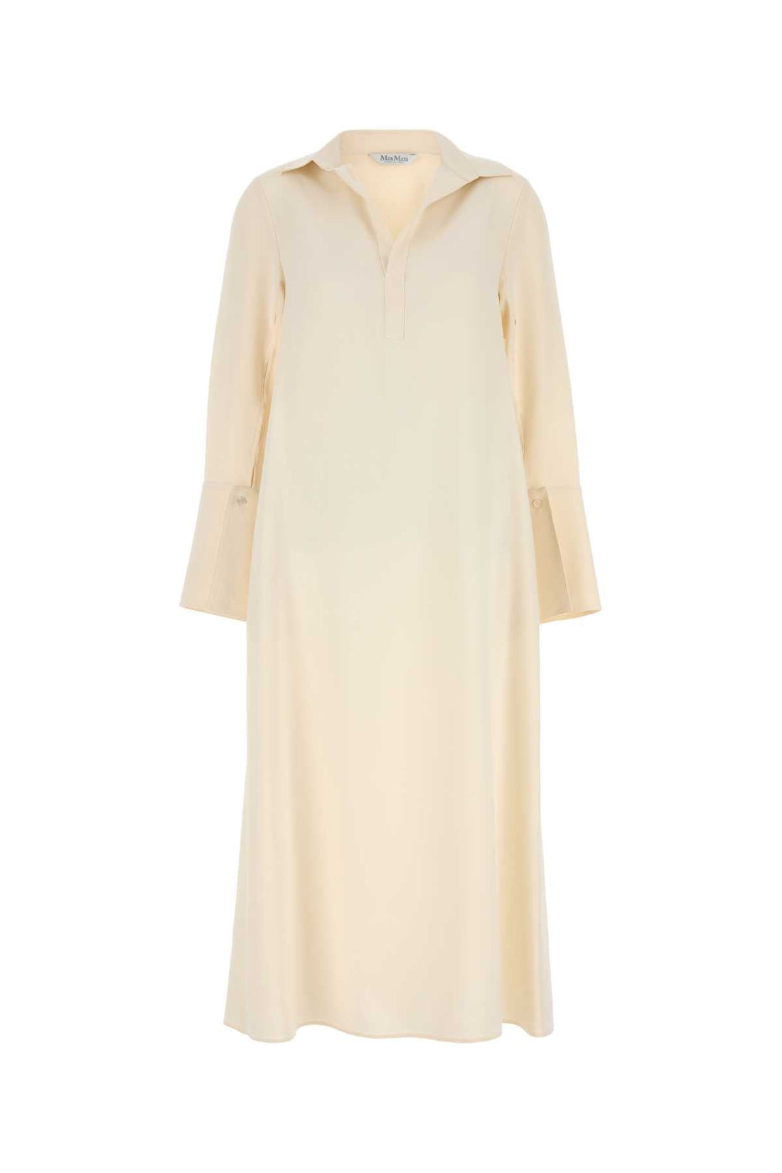 Max Mara Women Cream Stretch Silk Ossola Dress by Luosophy