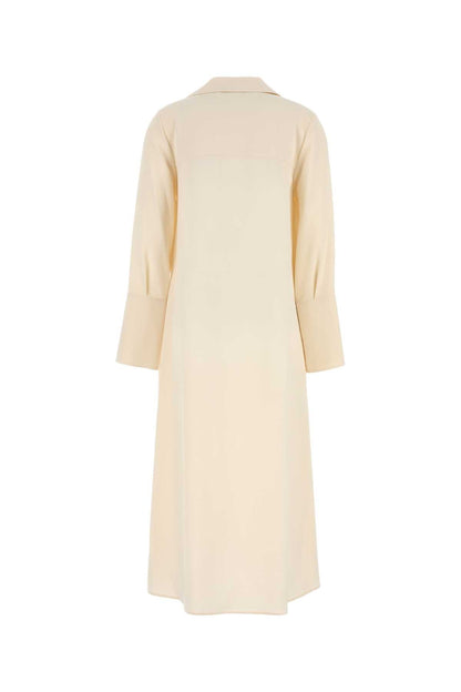 Max Mara Women Cream Stretch Silk Ossola Dress by Luosophy