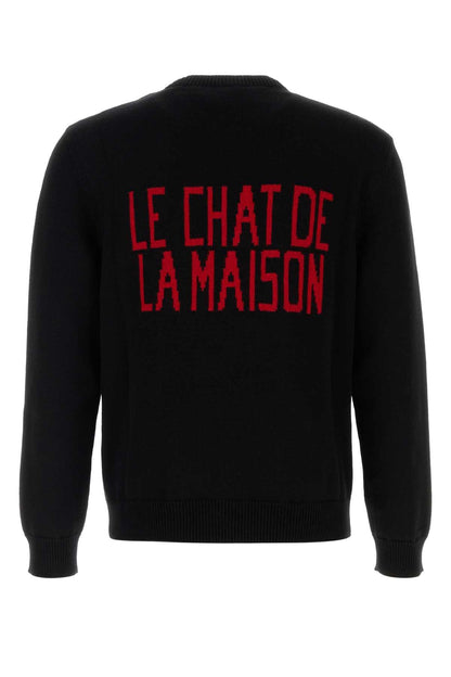 Valentino Garavani Men Black Cotton Bled Sweater by Luosophy