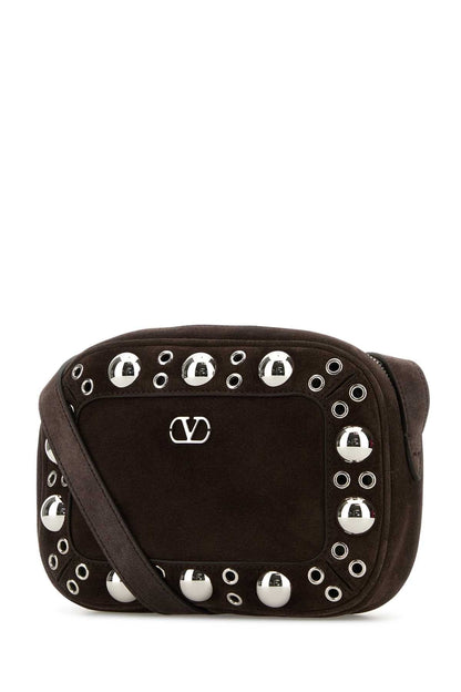 Valentino Garavani Men Brown Suede Nellcã´Te Crossbody Bag by Luosophy