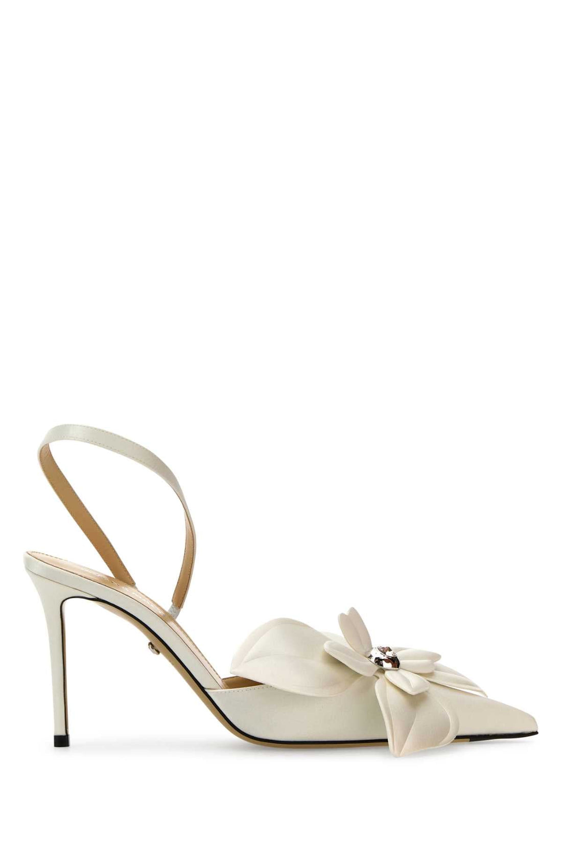Mach&amp;Mach Women White Satin Orchid Pumps by Luosophy