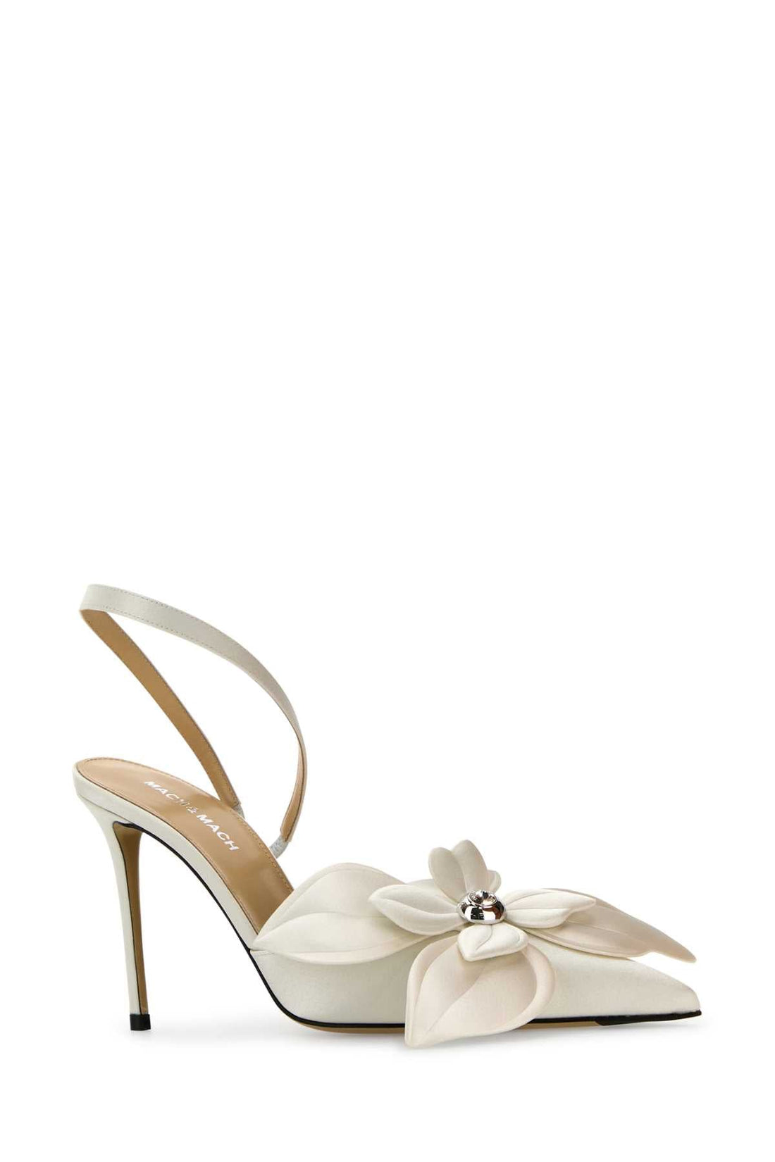 Mach&amp;Mach Women White Satin Orchid Pumps by Luosophy