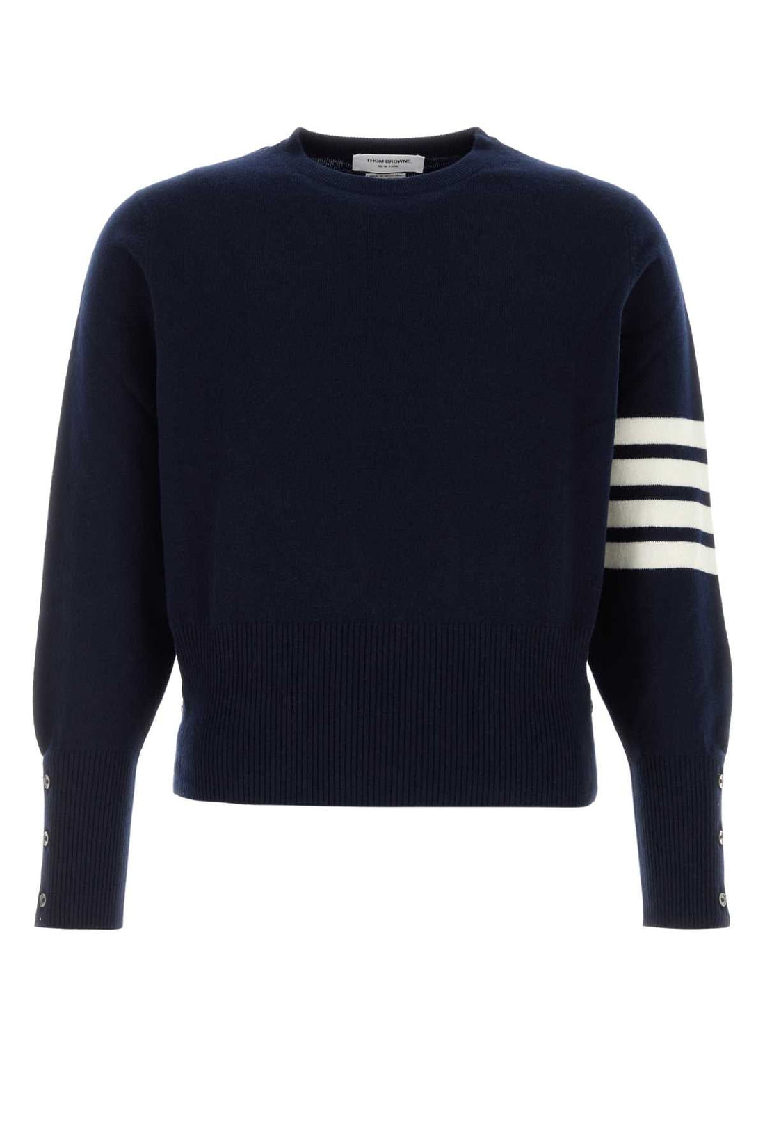Thom Browne Men Navy Blue Cashmere Sweater by Luosophy