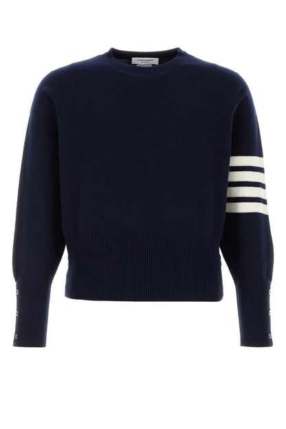 Thom Browne Men Navy Blue Cashmere Sweater by Luosophy