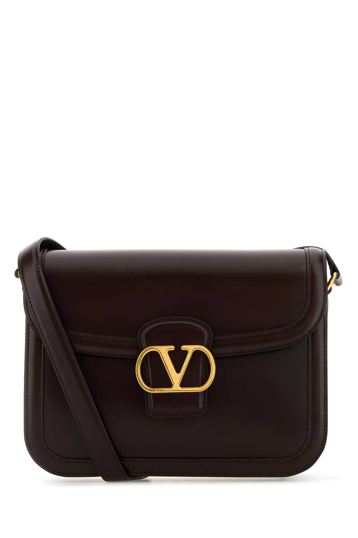 Valentino Garavani Women Dark Brown Leather 9To5 Shoulder Bag by Luosophy