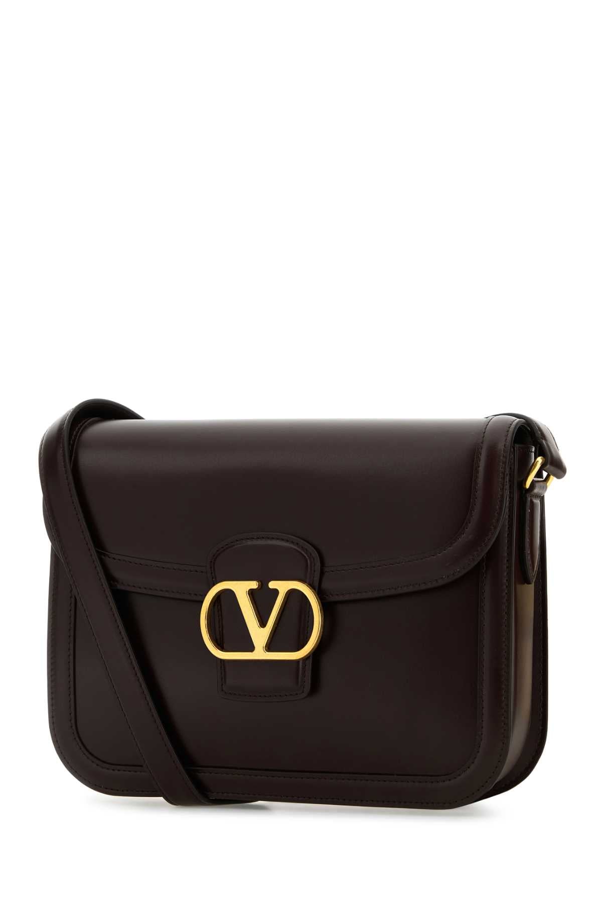 Valentino Garavani Women Dark Brown Leather 9To5 Shoulder Bag by Luosophy