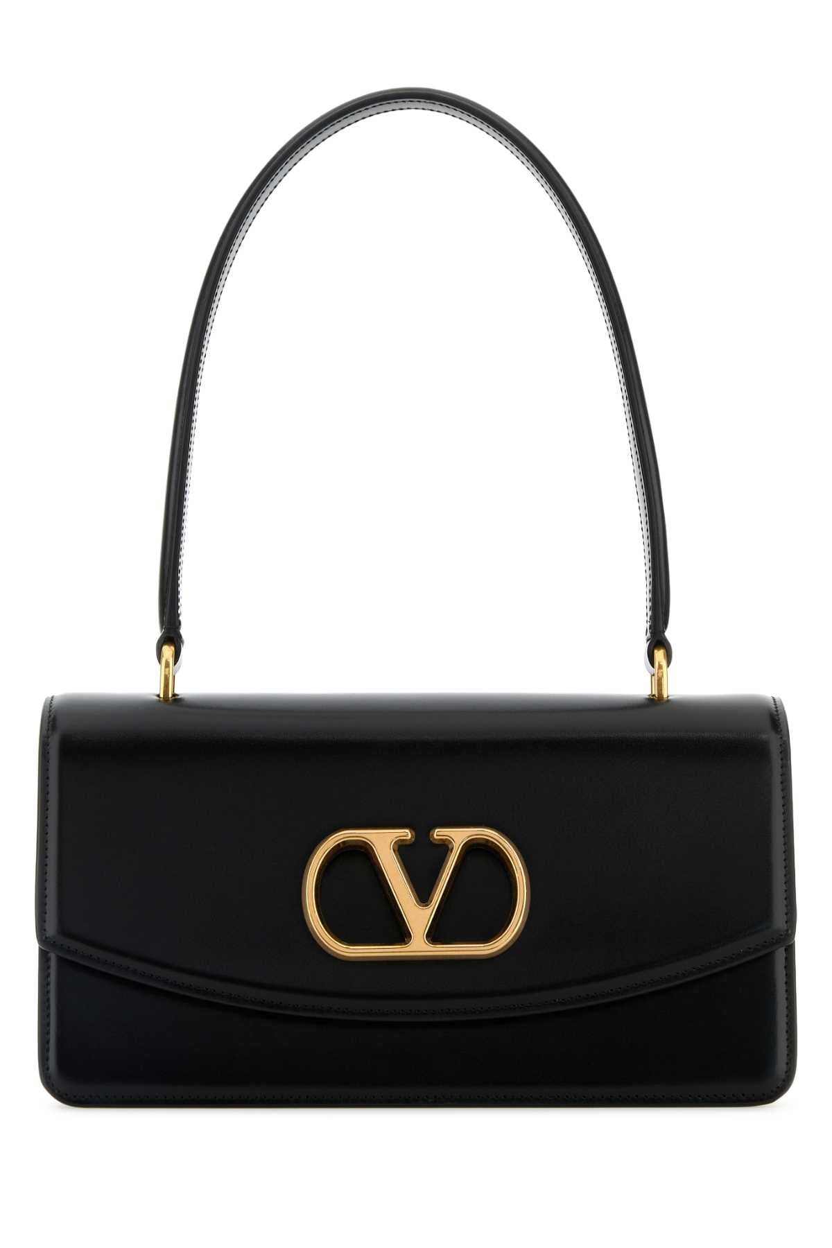 Valentino Garavani Women Black Leather Vain Shoulder Bag by Luosophy