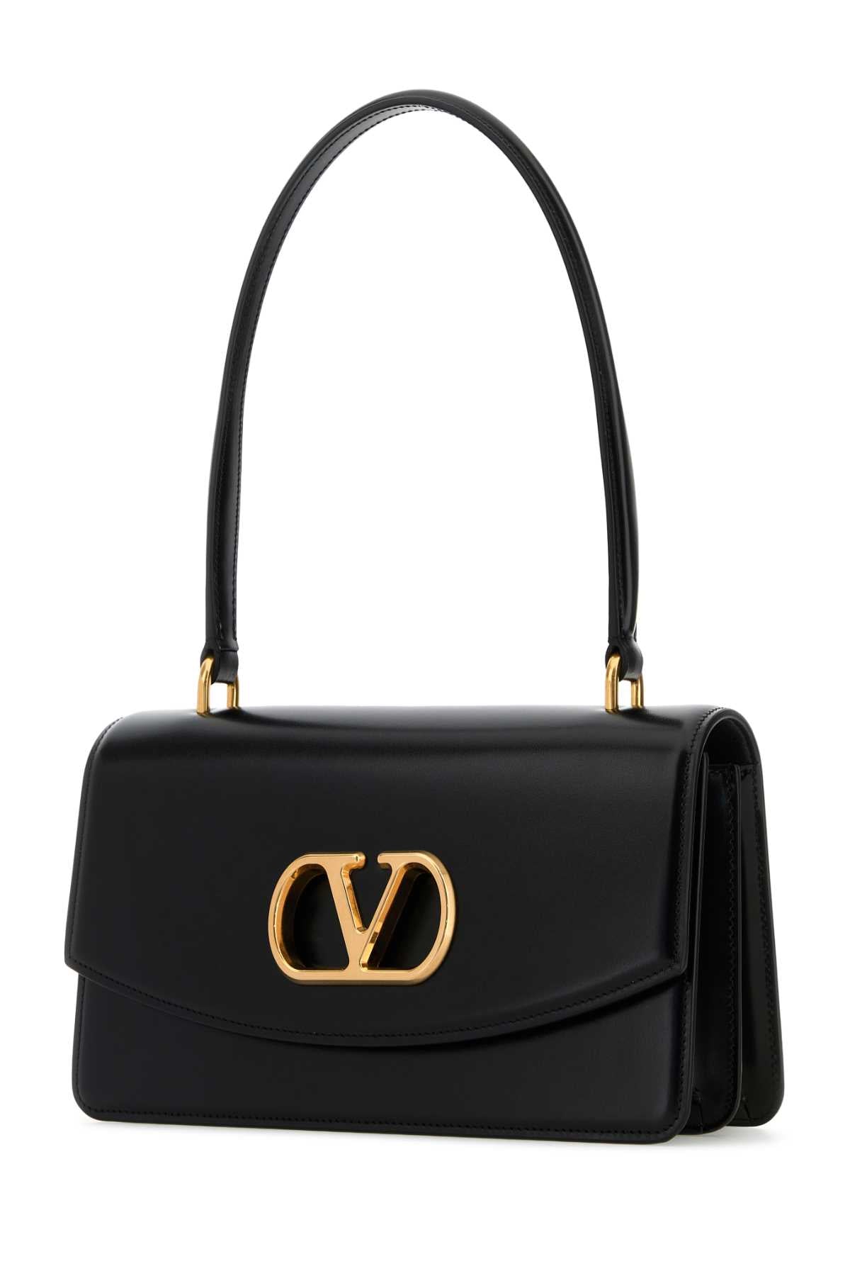 Valentino Garavani Women Black Leather Vain Shoulder Bag by Luosophy