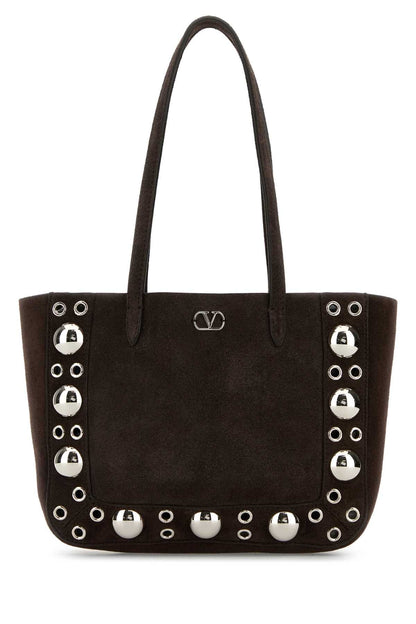 Valentino Garavani Women Brown Suede Nellcã´Te Shopping Bag by Luosophy