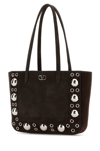 Valentino Garavani Women Brown Suede Nellcã´Te Shopping Bag by Luosophy