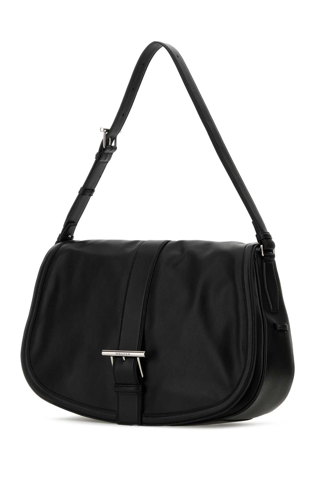Alexander Mcqueen Men Black Leather Maxi Satchel Shoulder Bag by Luosophy
