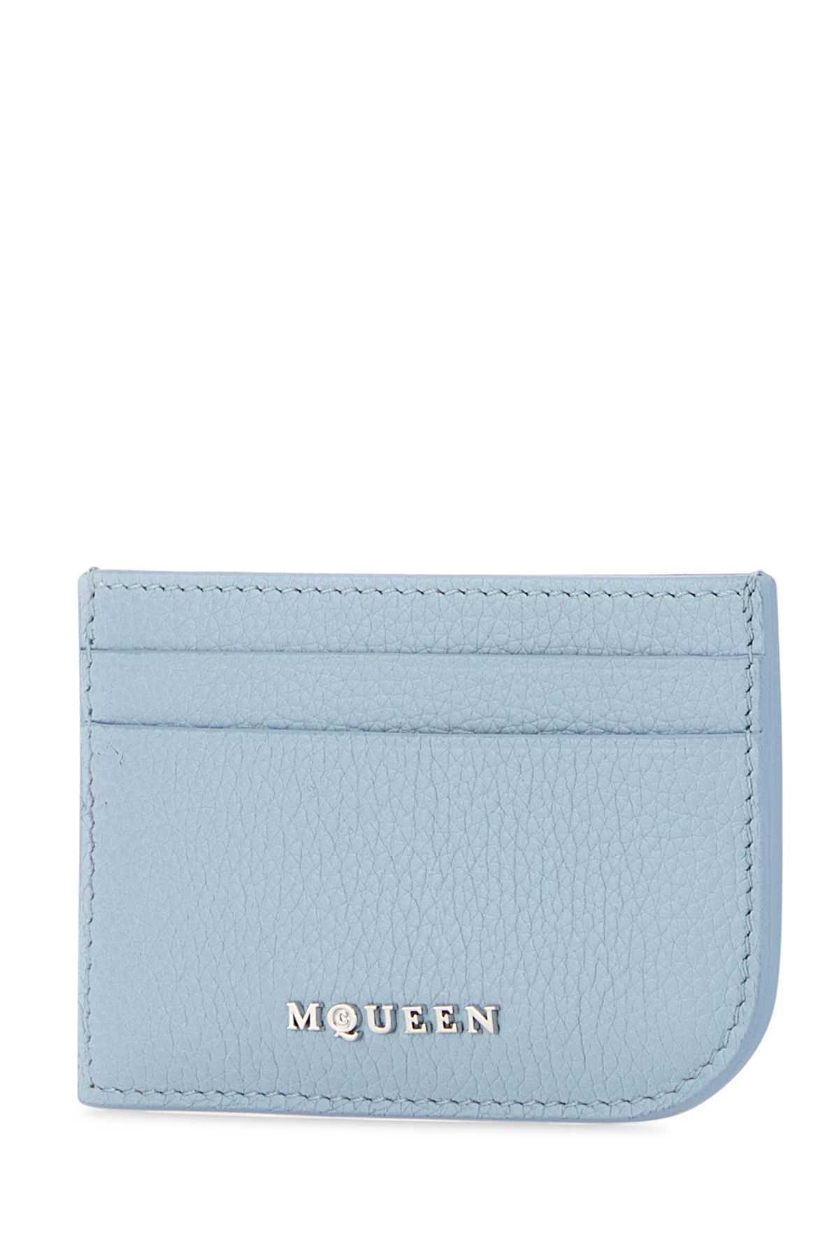 Alexander Mcqueen Men Light Blue Leather Card Holder by Luosophy