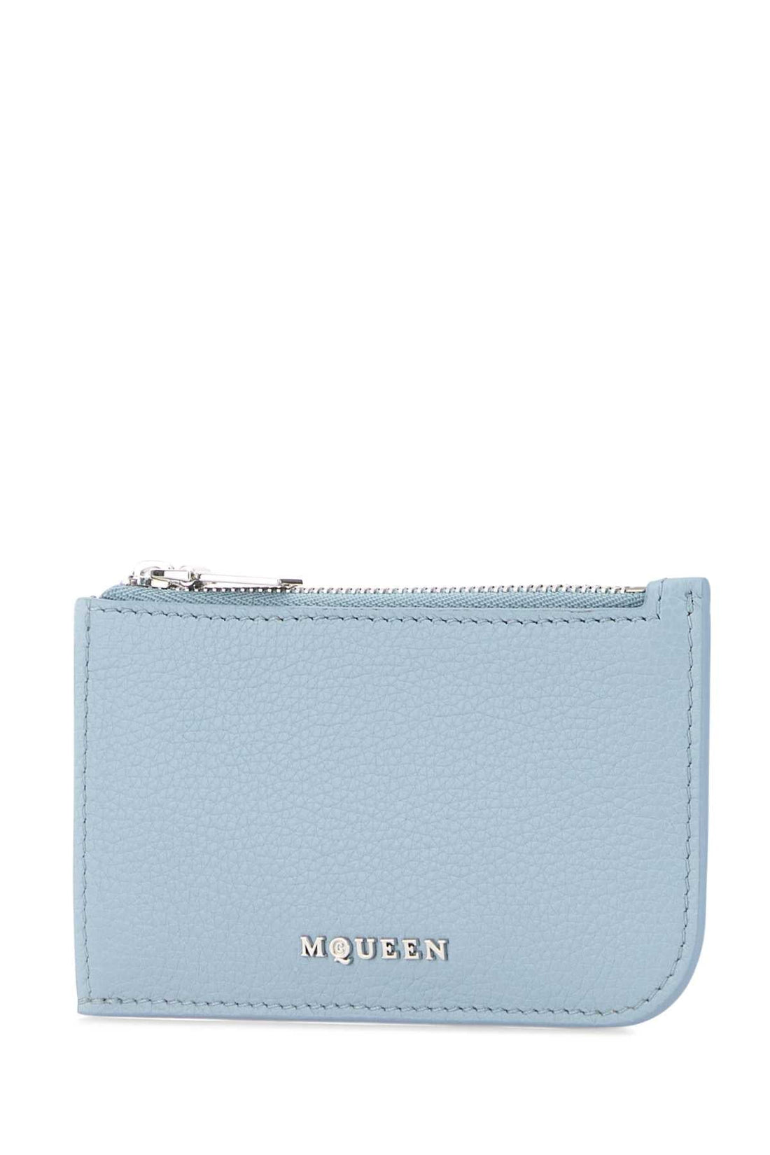 Alexander Mcqueen Men Light Blue Leather Card Holder by Luosophy