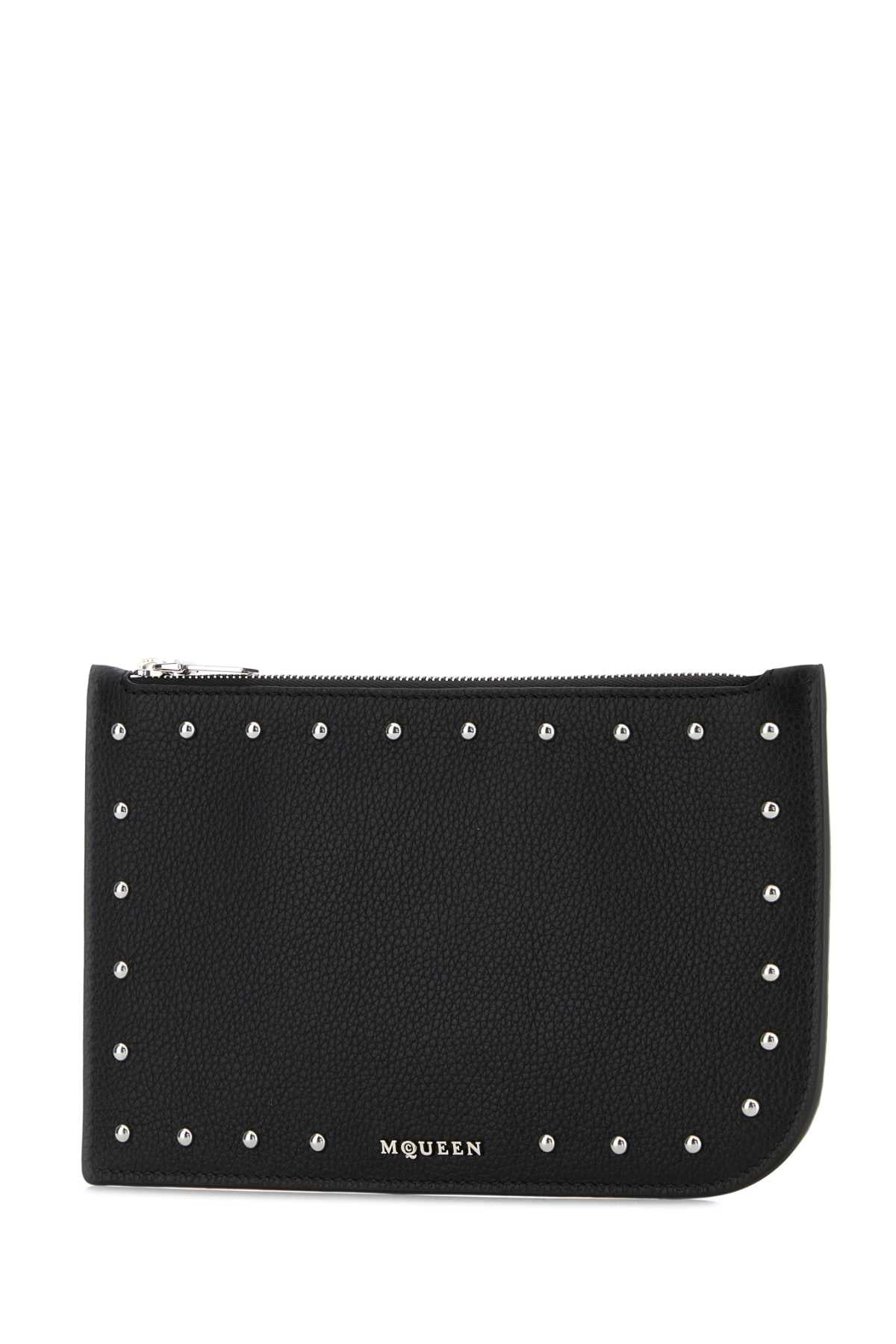 Alexander Mcqueen Men Black Leather Pouch by Luosophy