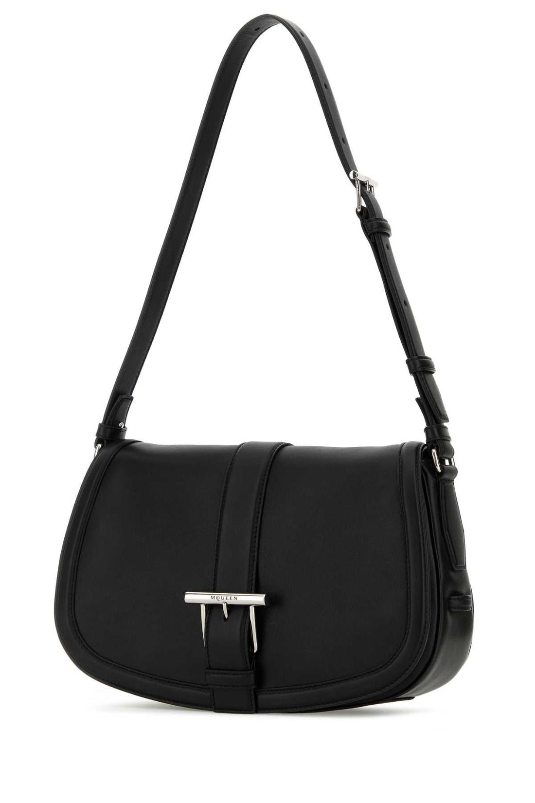 Alexander Mcqueen Women Black Leather Large Satchel Crossbody Bag by Luosophy
