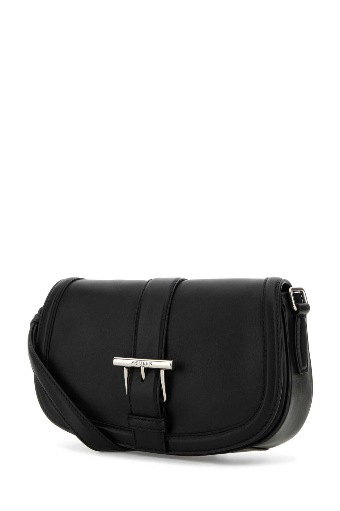 Alexander Mcqueen Women Black Leather Satchel Crossbody Bag by Luosophy