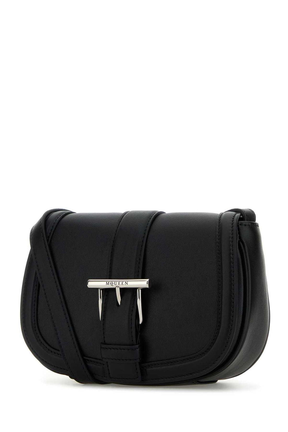 Alexander Mcqueen Women Black Leather Mini Satchel Crossbody Bag by Luosophy