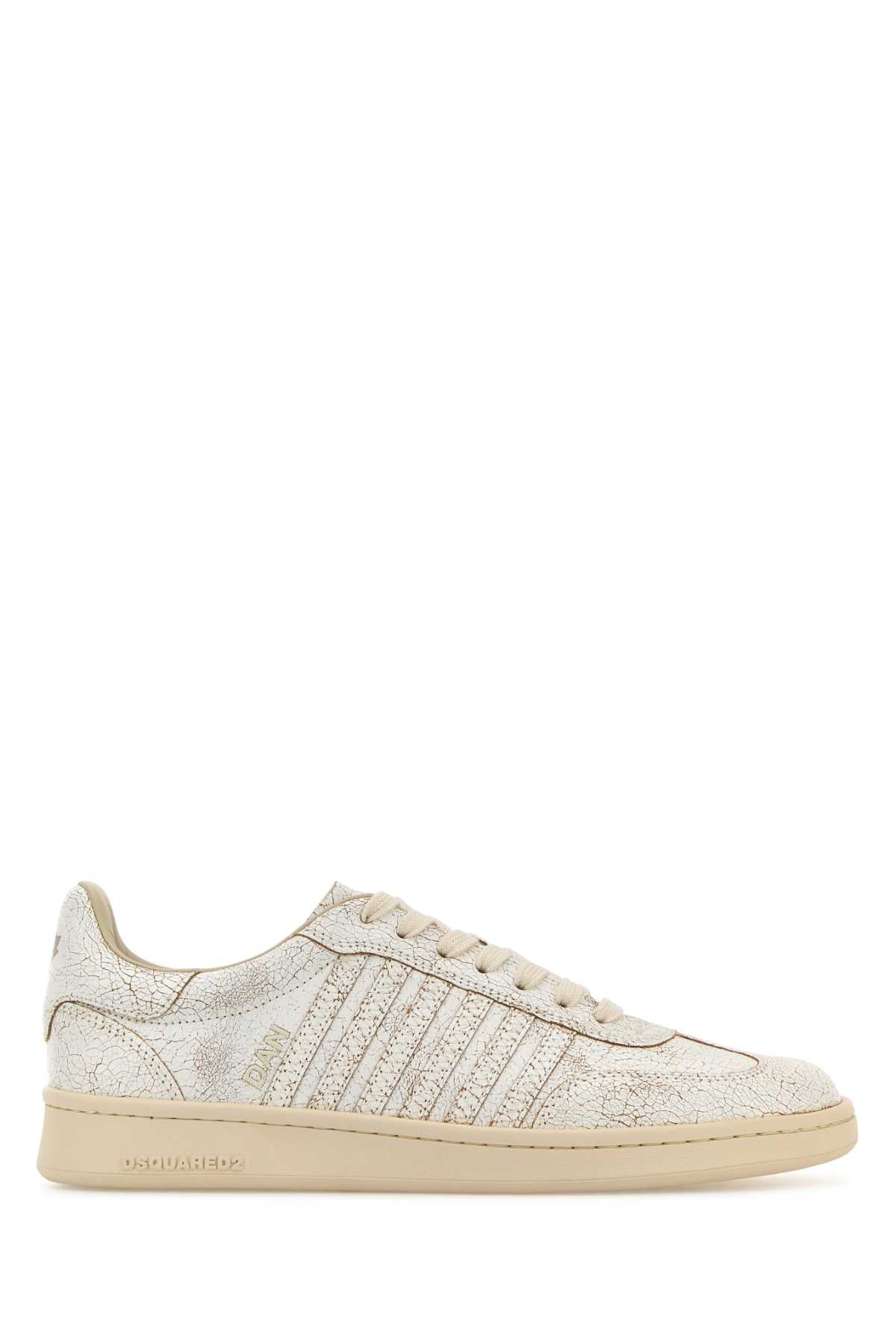 Dsquared Men White Leather Boxer Sneakers by Luosophy