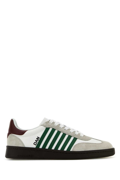 Dsquared Men White Leather Boxer Sneakers by Luosophy