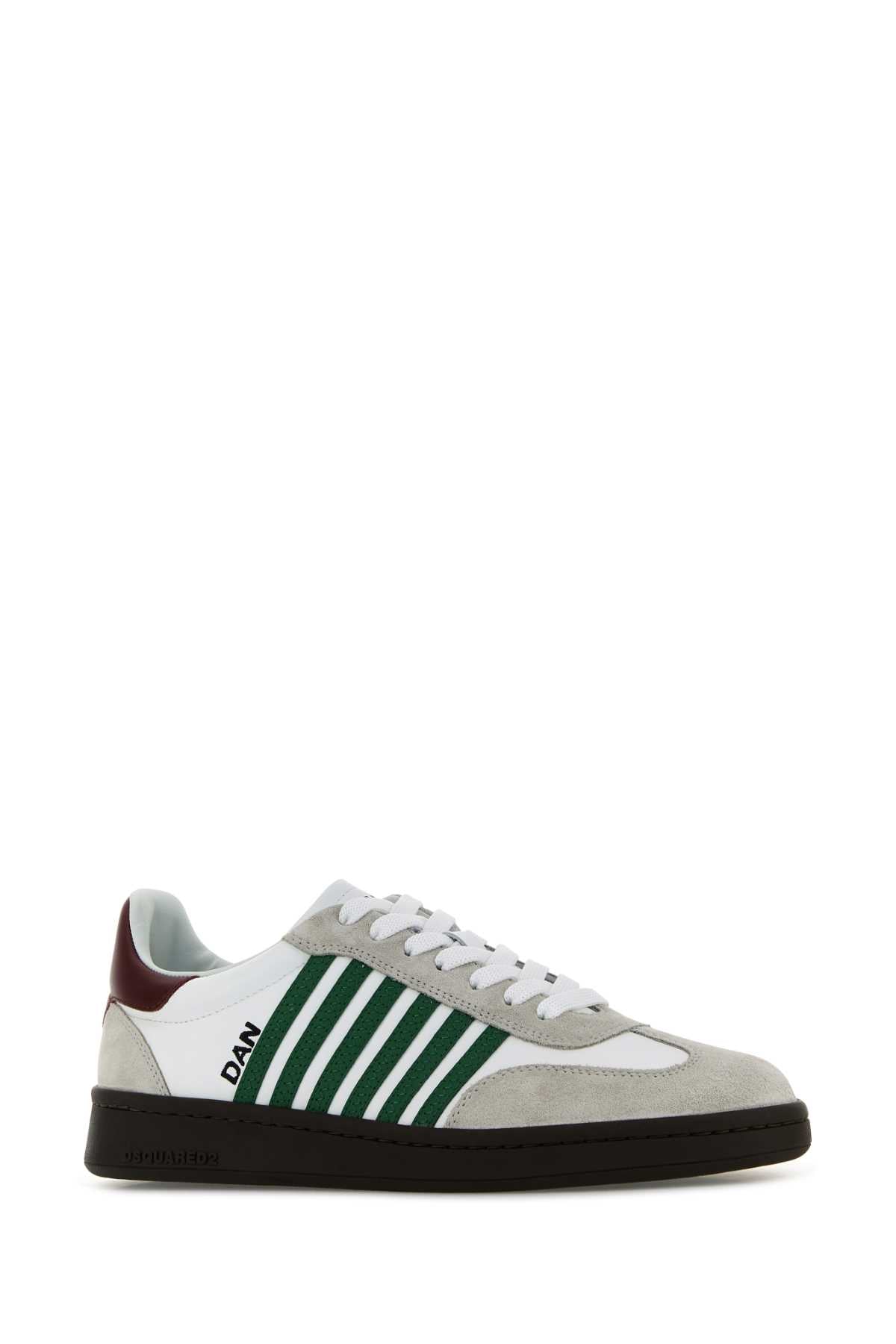 Dsquared Men White Leather Boxer Sneakers by Luosophy