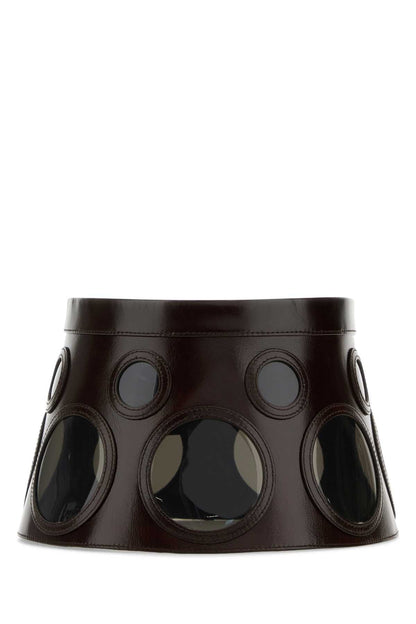 Prada Women Dark Brown Leather Hat by Luosophy