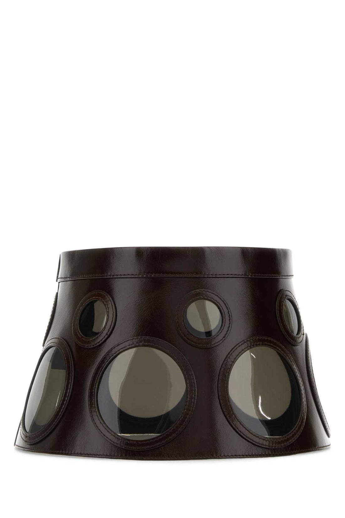 Prada Women Dark Brown Leather Hat by Luosophy