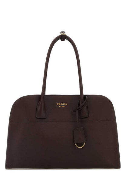 Prada Women Aubergine Leather Medium Shopping Bag by Luosophy