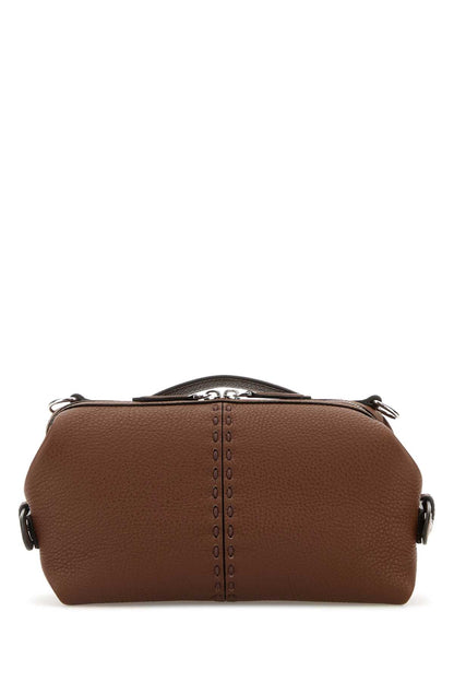 Fendi Men Brown Leather Small Fendi Siesta Ff Selleria Handbag by Luosophy