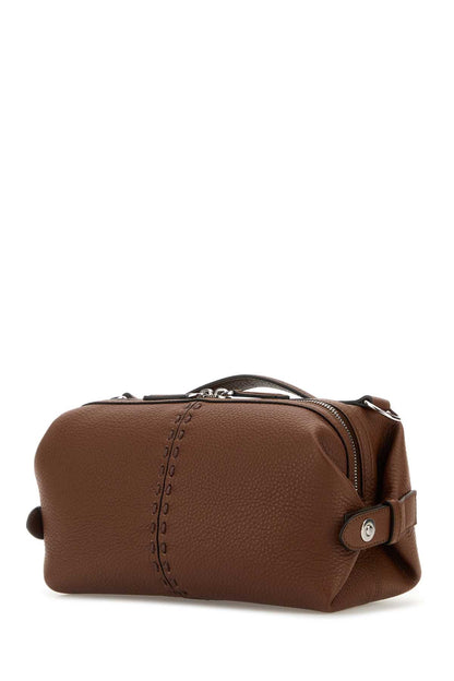 Fendi Men Brown Leather Small Fendi Siesta Ff Selleria Handbag by Luosophy
