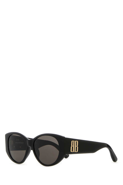 Balenciaga Women Black Acetate Nano Round Sunglasses by Luosophy